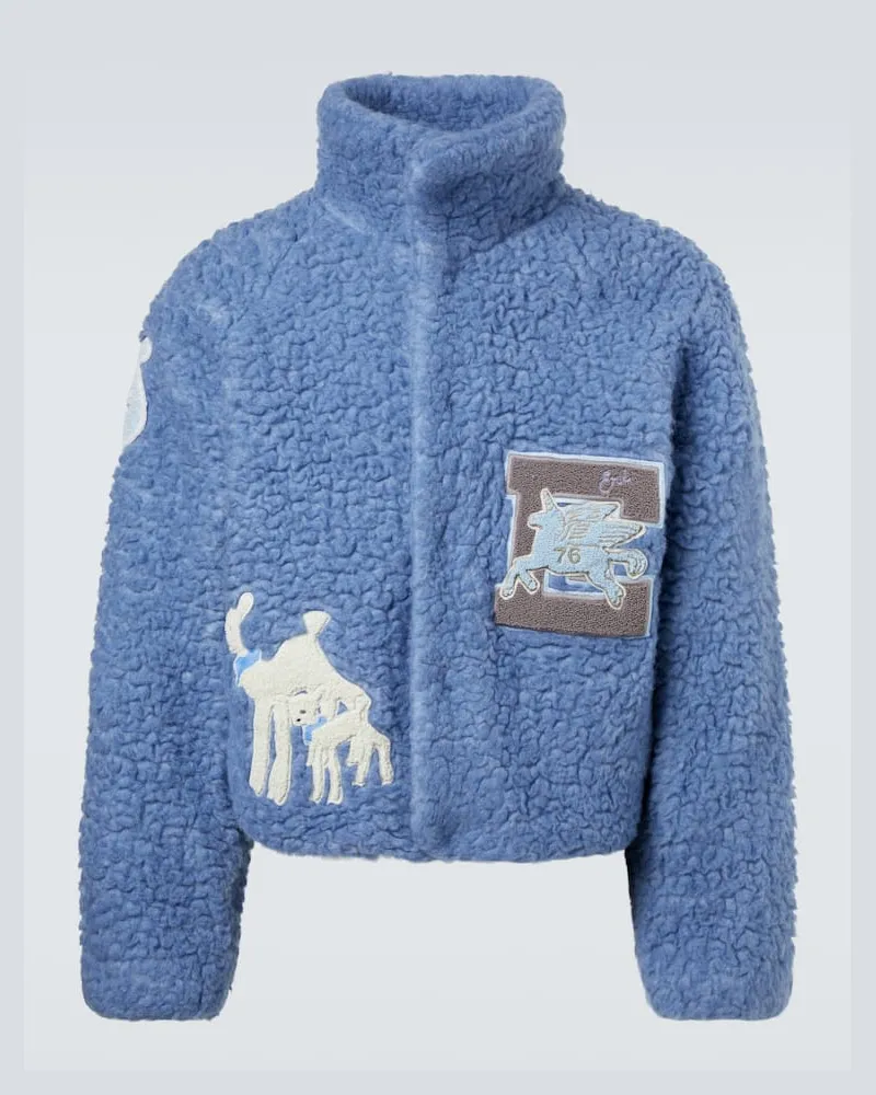 ERL Jacke aus Teddyfleece Blau
