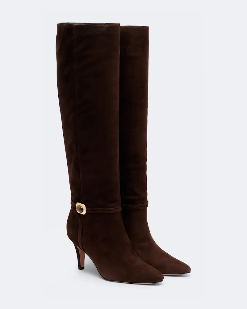 Veronica Beard Kniehohe Stiefel Angeline aus Veloursleder Braun