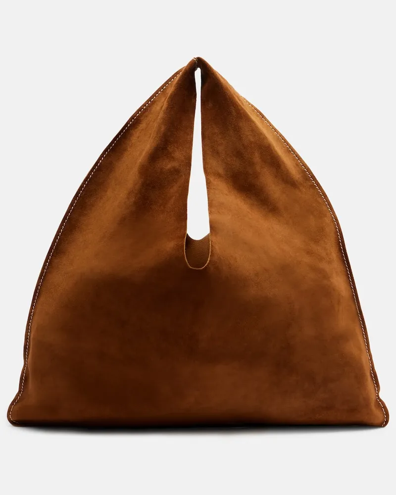 The Row Tote Bag Bindle Small aus Veloursleder Braun