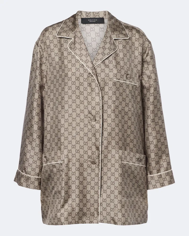 Gucci Hemd GG aus Seidentwill Braun