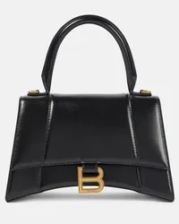 Balenciaga Schultertasche Hourglass Small aus Leder Schwarz