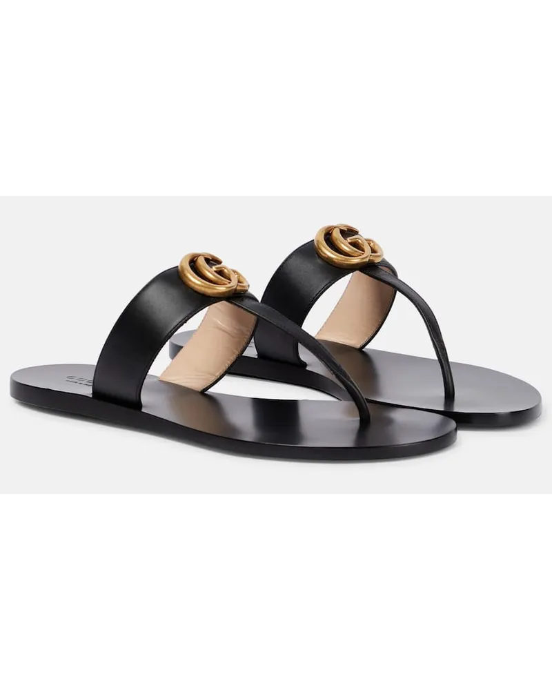 Gucci Sandalen Double G aus Leder Schwarz