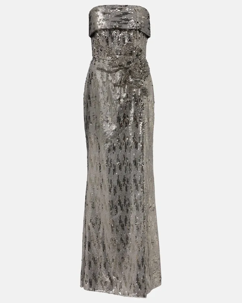 Elie Saab Robe mit Pailletten Silber