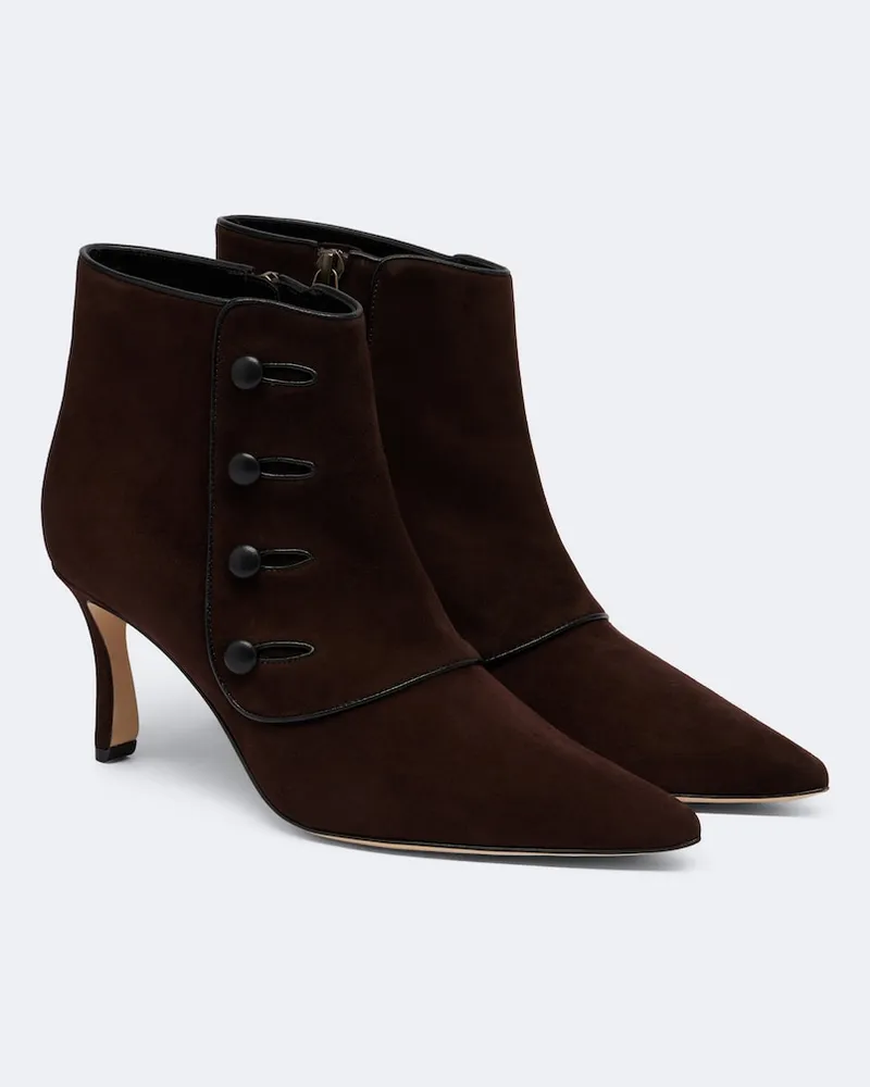 Manolo Blahnik Ankle Boots Vivés aus Veloursleder Braun