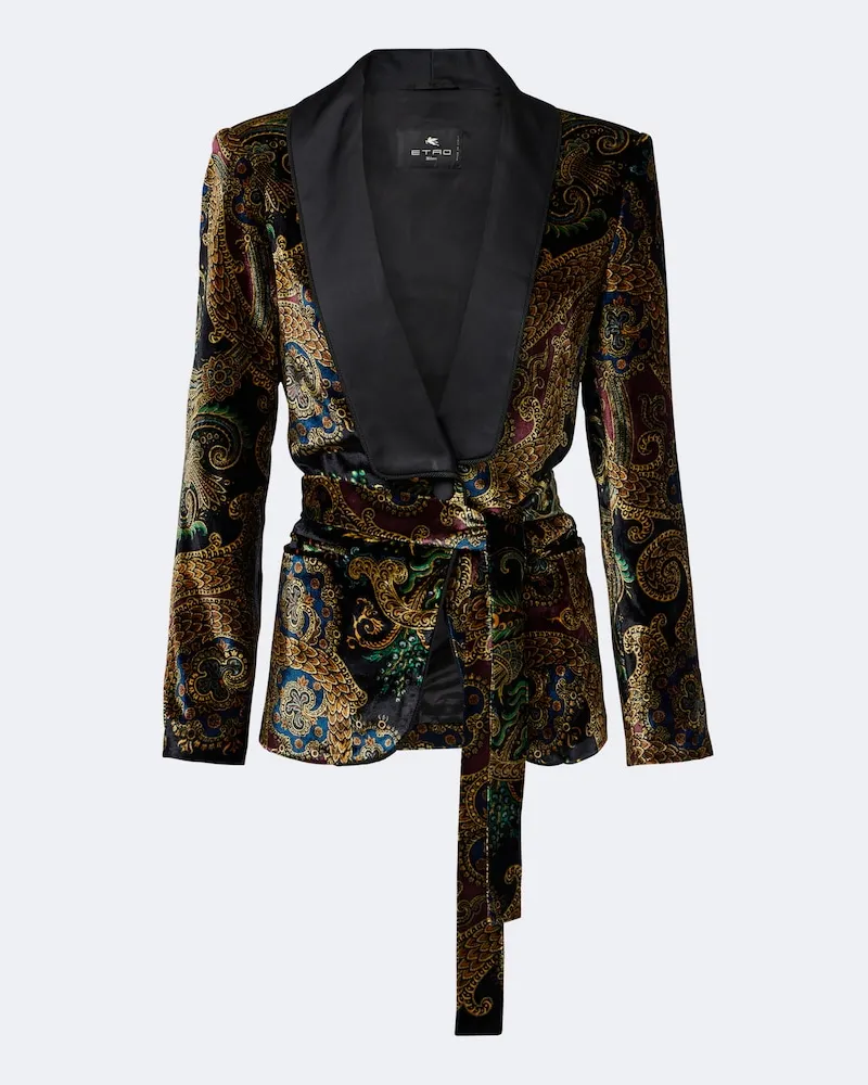 Etro Blazer aus Samt mit Satin Multicolor
