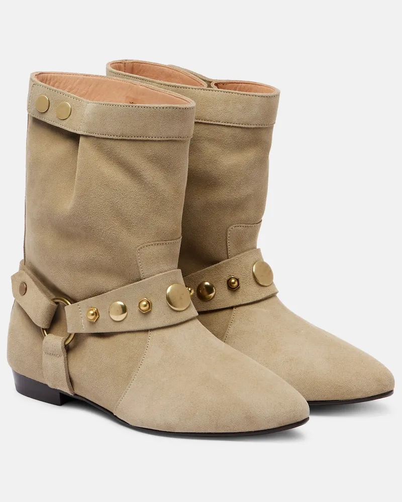 Isabel Marant Ankle Boots Stania aus Veloursleder Beige