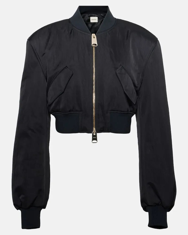 KHAITE Oversize-Bomberjacke Reggie aus Satin Schwarz