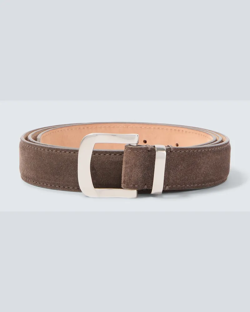AGNONA Gürtel aus Veloursleder Grau