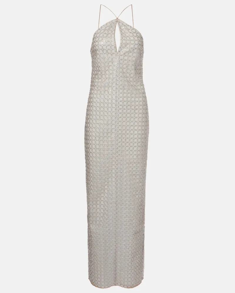 ROTATE Birger Christensen Maxikleid mit Pailletten Beige