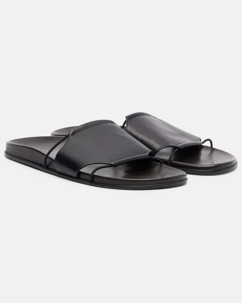 The Row Pantoletten Carla aus Leder Schwarz