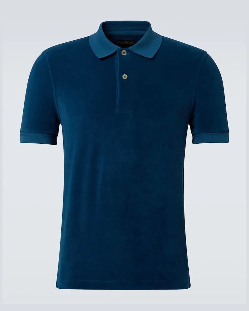 Tom Ford Polohemd aus Samt Blau