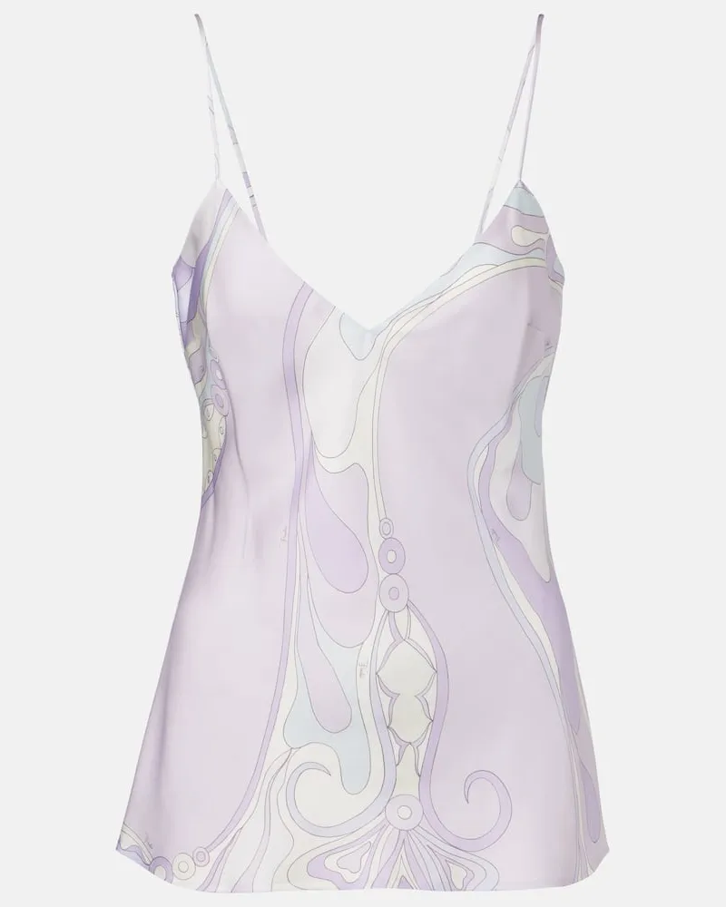 Emilio Pucci Top Orchidee aus Seidensatin Multicolor
