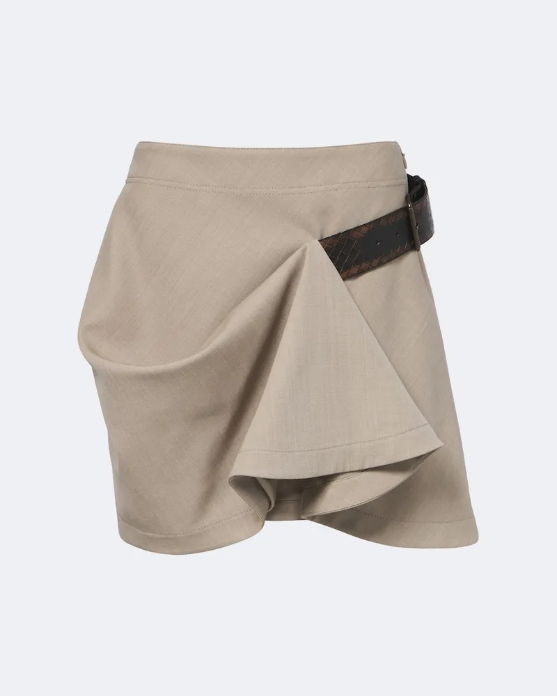 Bottega Veneta Minirock Intrecciato aus Wolle Beige
