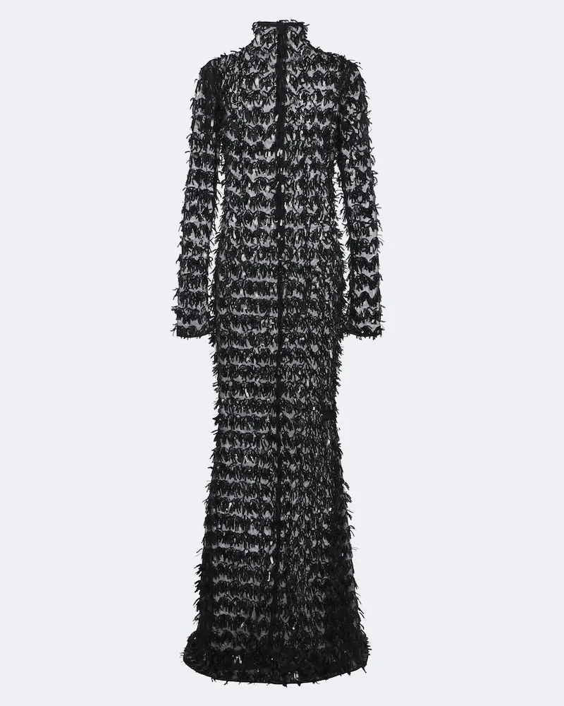Taller Marmo Robe Dragon Lady mit Pailletten Schwarz