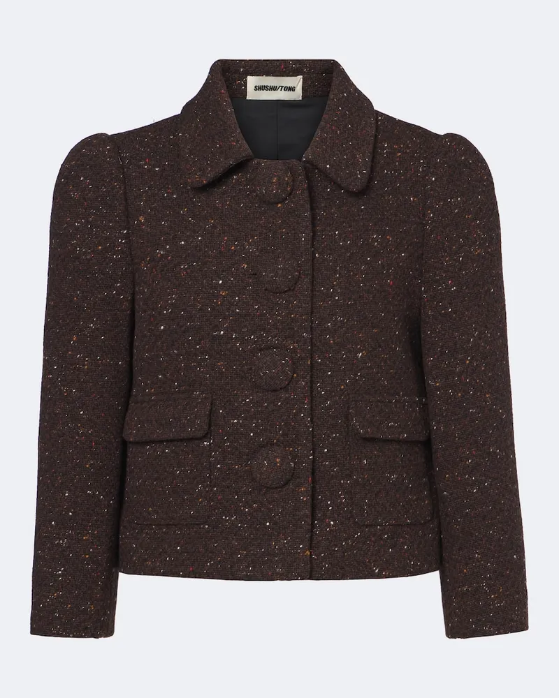 SHUSHU/TONG Cropped Jacke aus einem Wollgemisch Braun