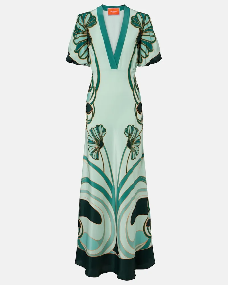 La DoubleJ Maxikleid Marlene aus Crêpe de Chine aus Seide Grün