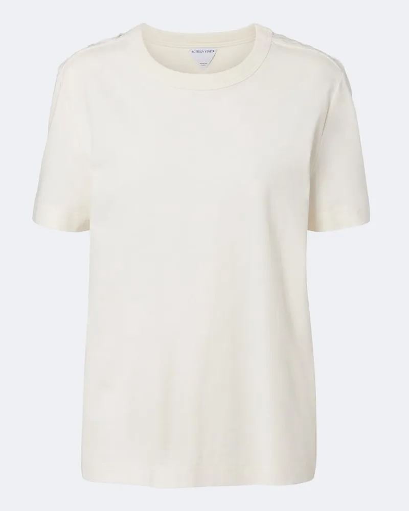 Bottega Veneta T-Shirt Intrecciato aus Baumwoll-Jersey Weiß