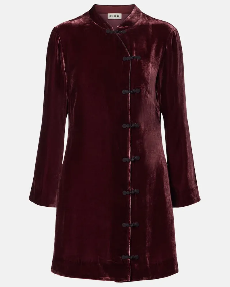 RIXO Minikleid Delphina aus Samt Burgunderrot