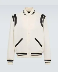 Saint Laurent Collegejacke Teddy aus einem Wollgemisch Weiss