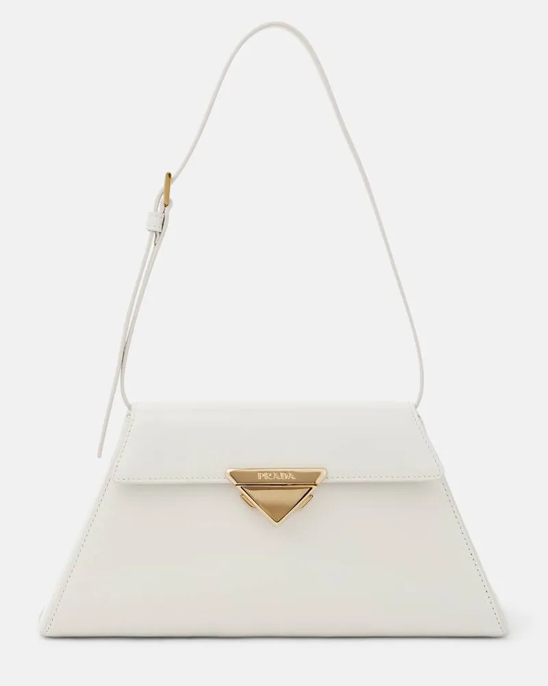 Prada Schultertasche Medium aus Leder Weiß