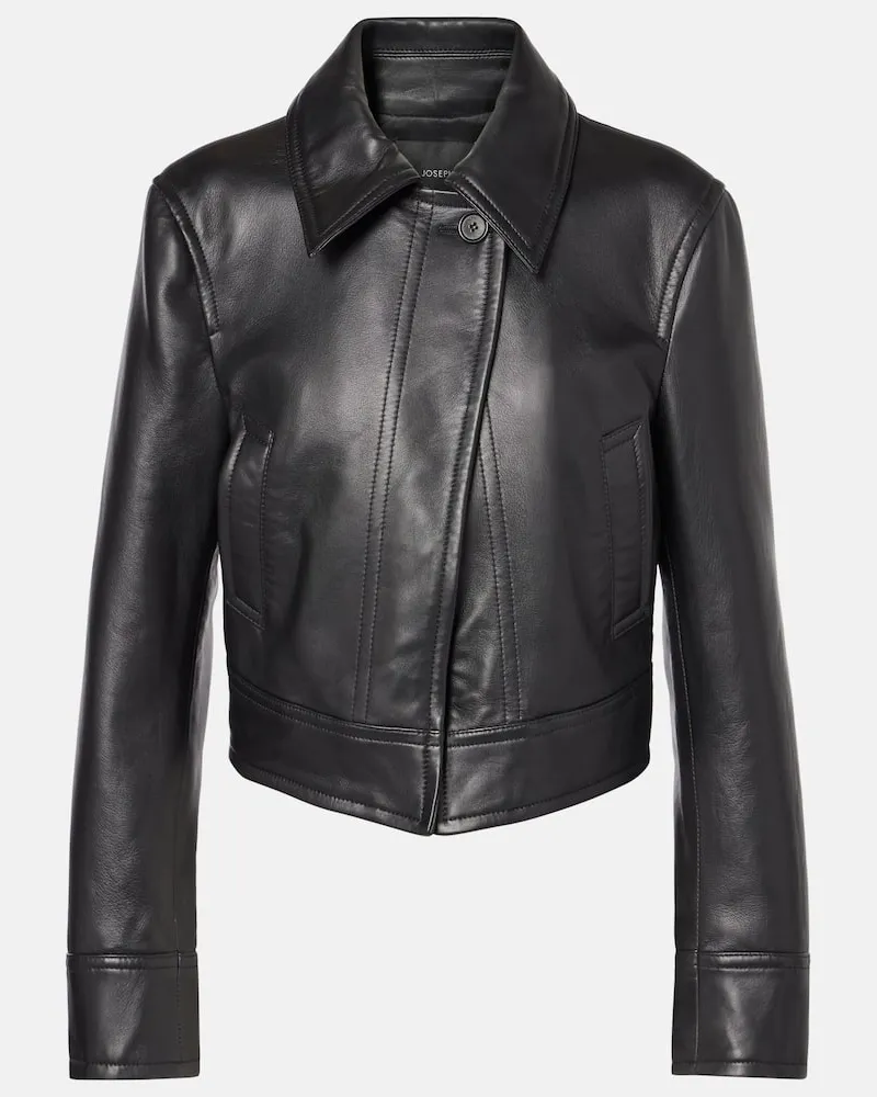 Joseph Cropped-Lederjacke Caron Schwarz