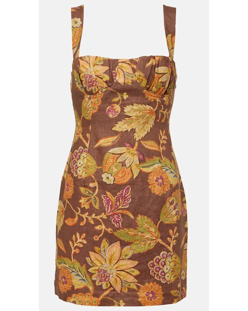 SIR Bedrucktes Minikleid aus Leinen Multicolor