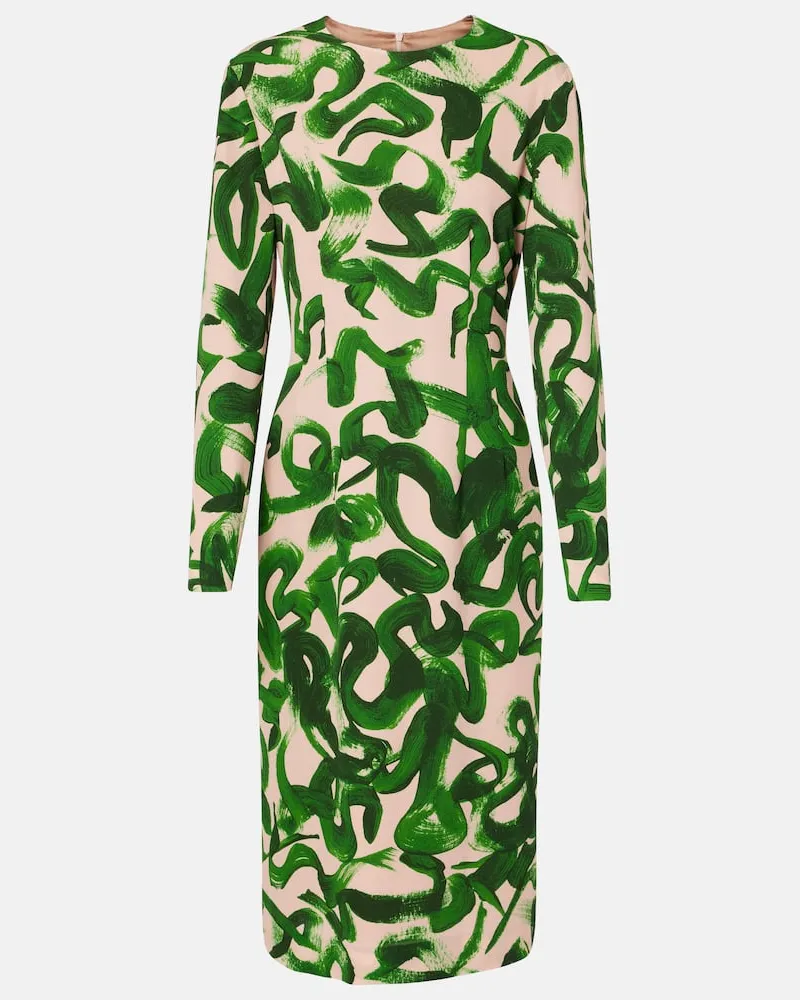 Dries van Noten Bedrucktes Midikleid Grün