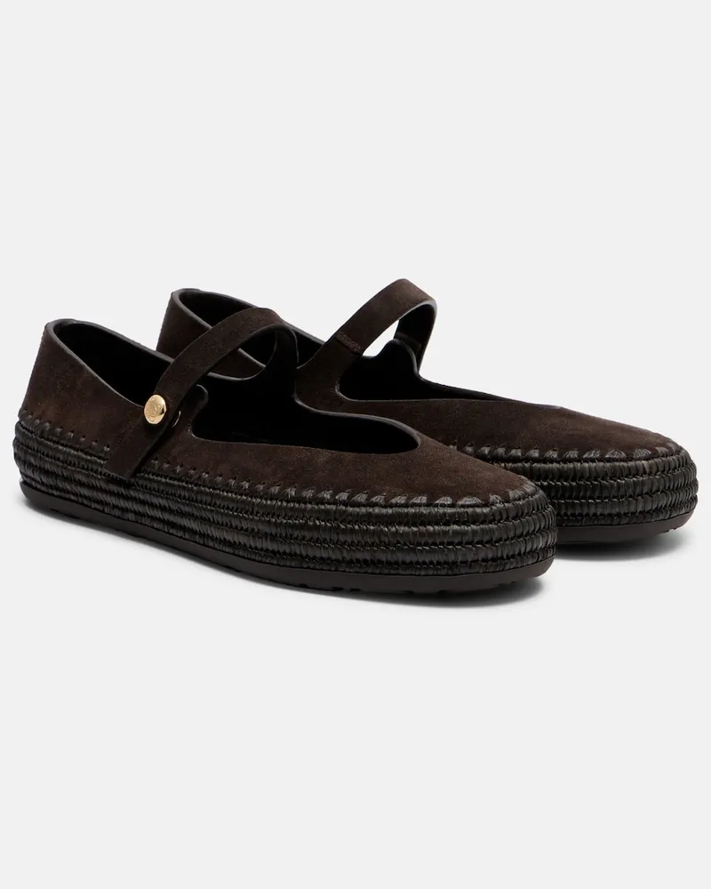 Loewe Paula's Ibiza Mary-Jane-Ballerinas Rio aus Veloursleder Braun