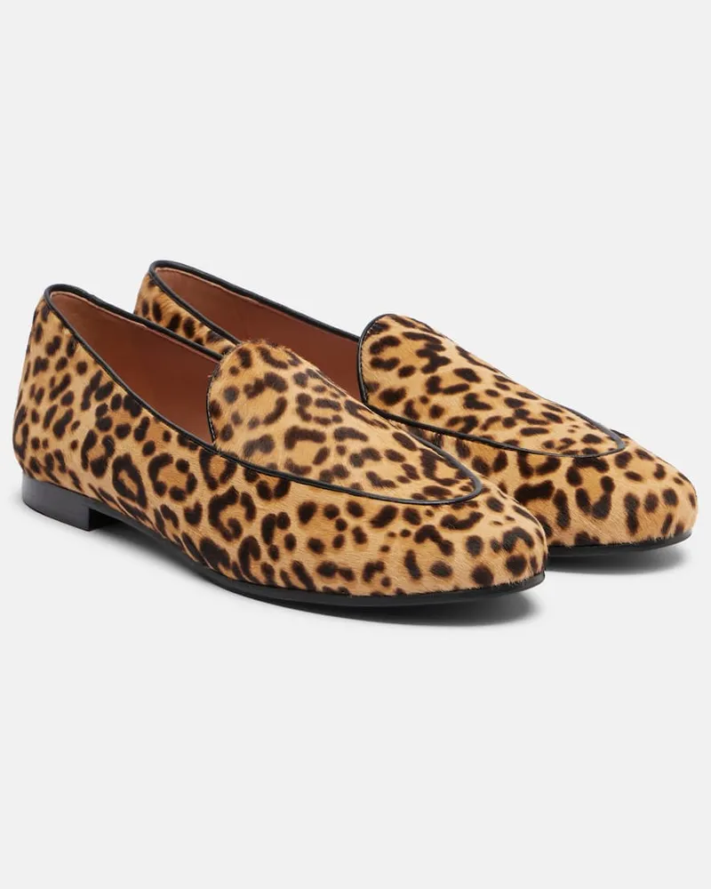 Aquazzura Bedruckte Loafers Guanto aus Kalbshaar Braun