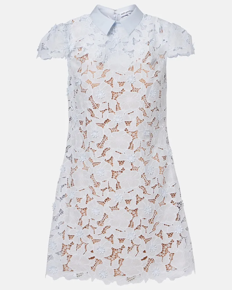 Self-Portrait Minikleid aus Spitze Blau