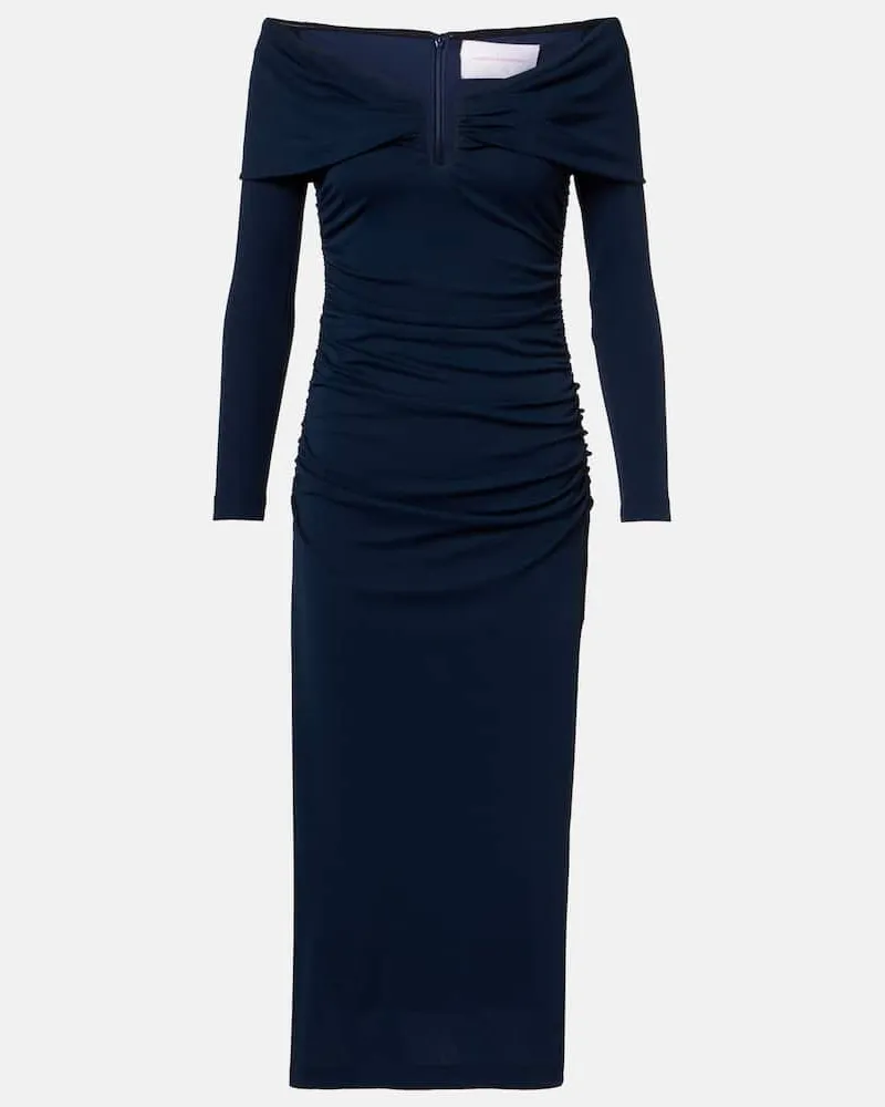 Carolina Herrera New York Off-Shoulder-Midikleid Blau