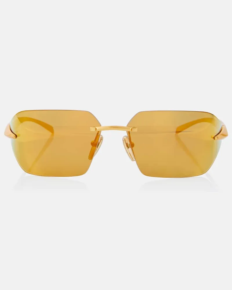 Prada Eckige Sonnenbrille Gold