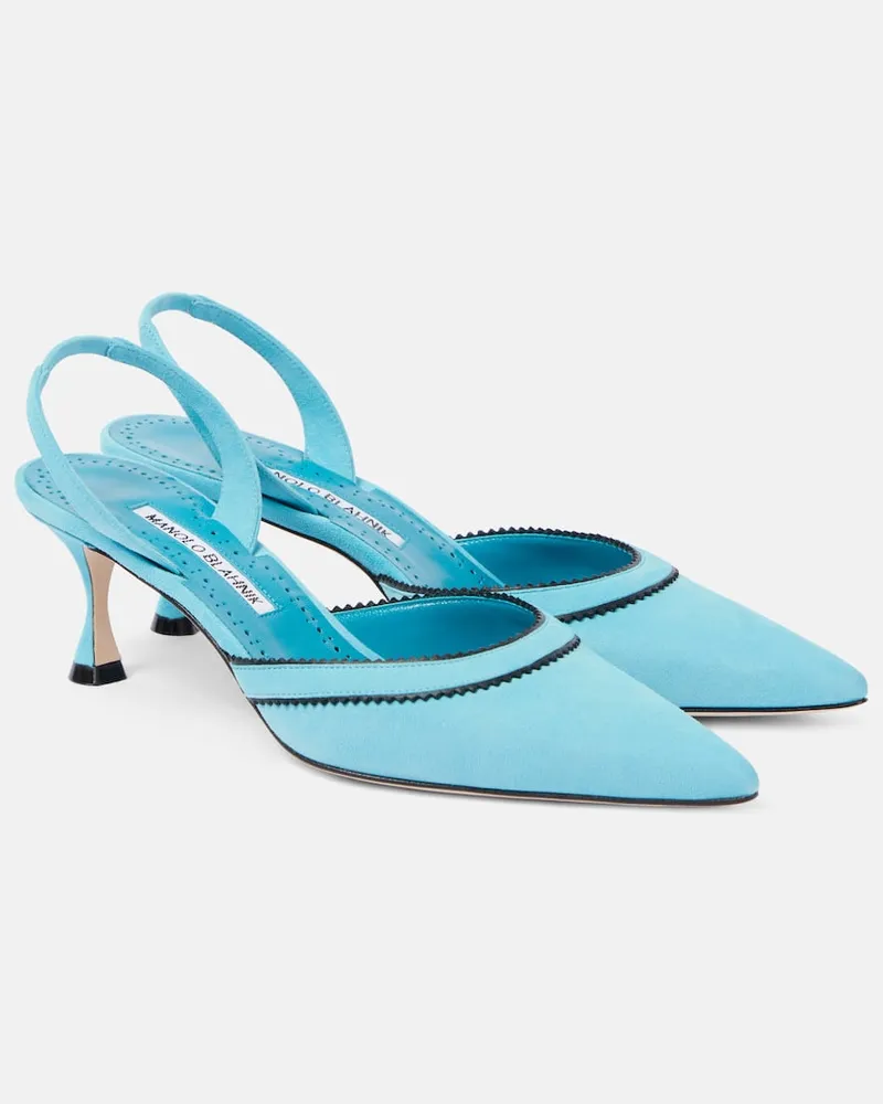 Manolo Blahnik Slingback-Pumps Brontiasli aus Veloursleder Blau