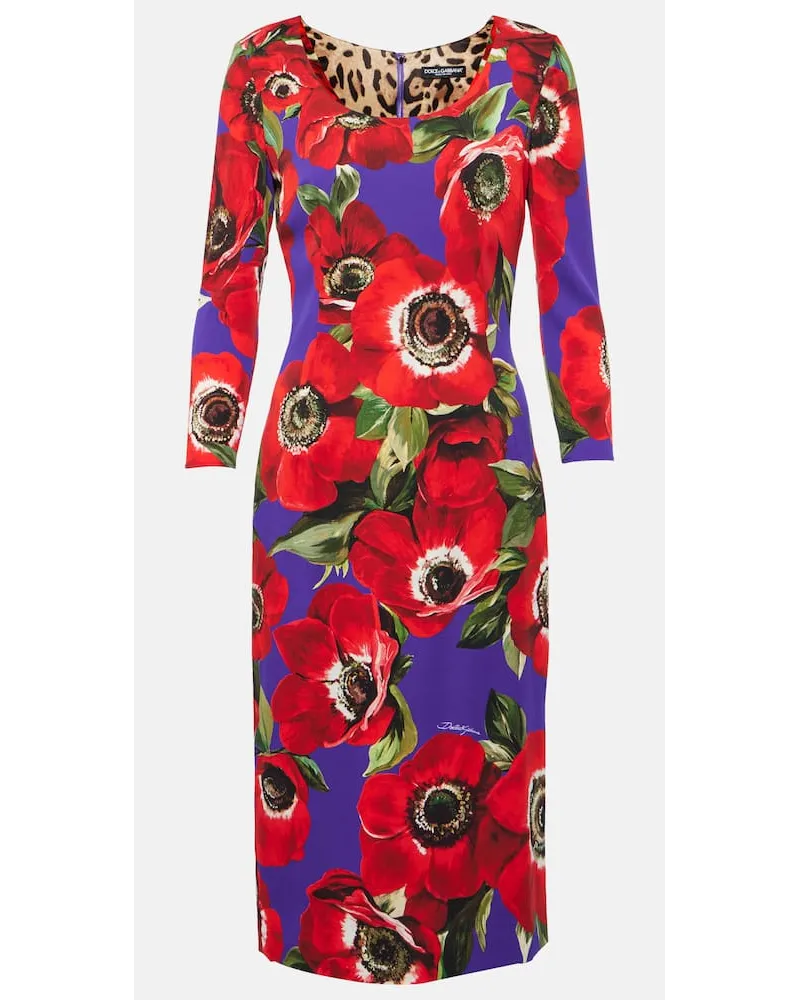 Dolce & Gabbana Midikleid aus einem Seidengemisch Multicolor