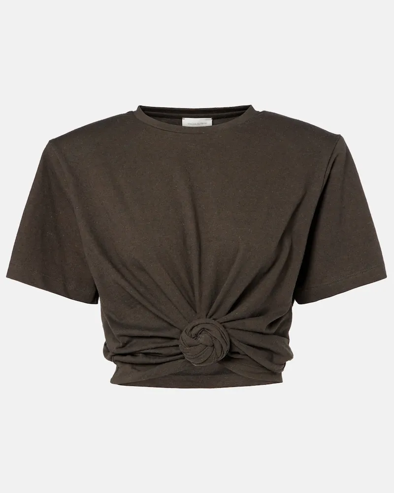 Magda Butrym T-Shirt aus Baumwolle und Seide Grau