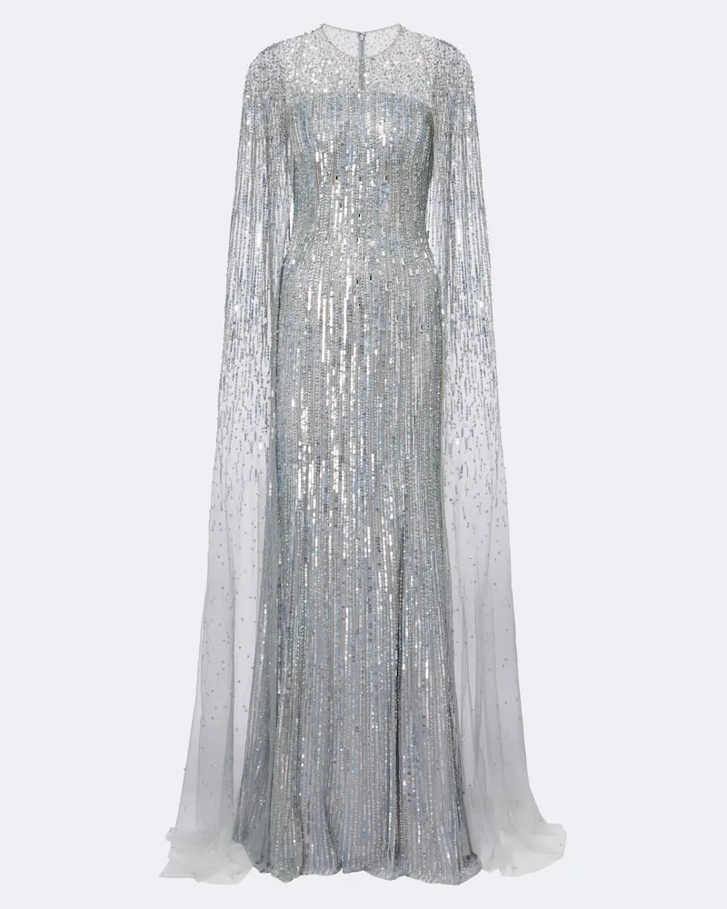 Jenny Packham Verzierte Robe Cosmic Dust Silber