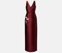 Robe aus Satin mit Blumenapplikation