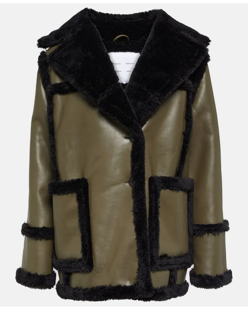 Proenza Schouler White Label Bikerjacke mit Faux Shearling Schwarz