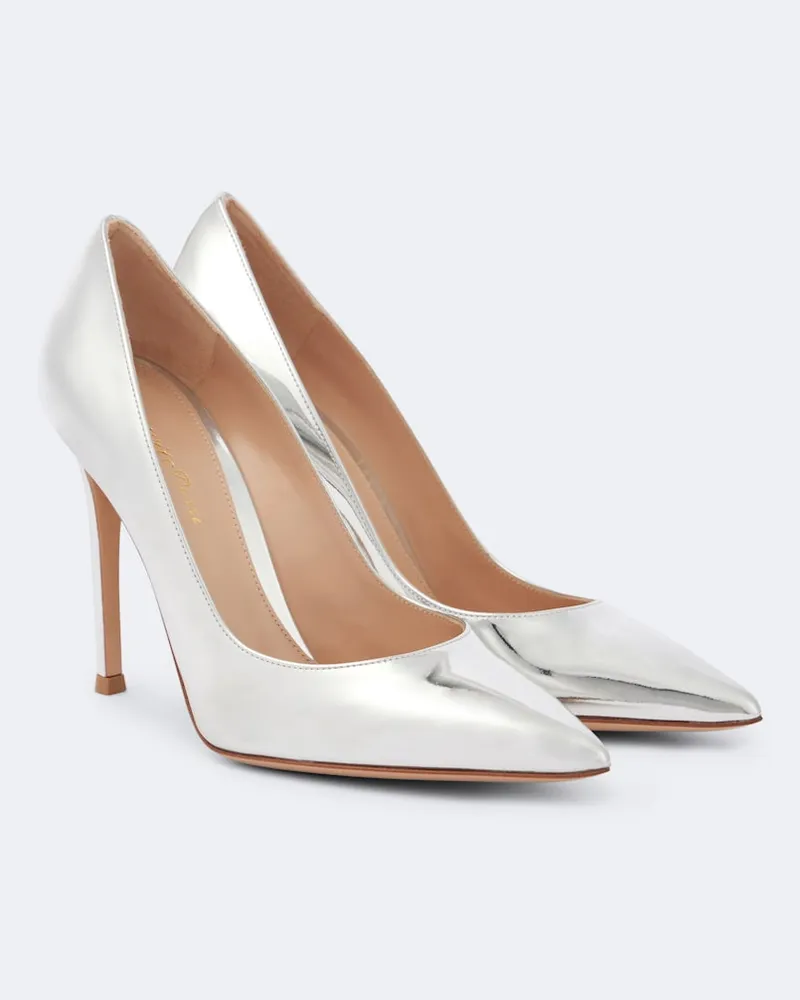 Gianvito Rossi Pumps Gianvito 105 aus Metallic-Leder Silber