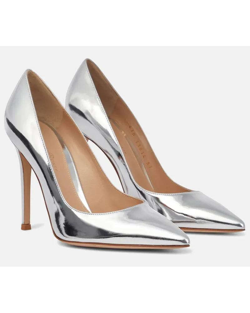 Gianvito Rossi Pumps Gianvito 105 aus Metallic-Leder Silber