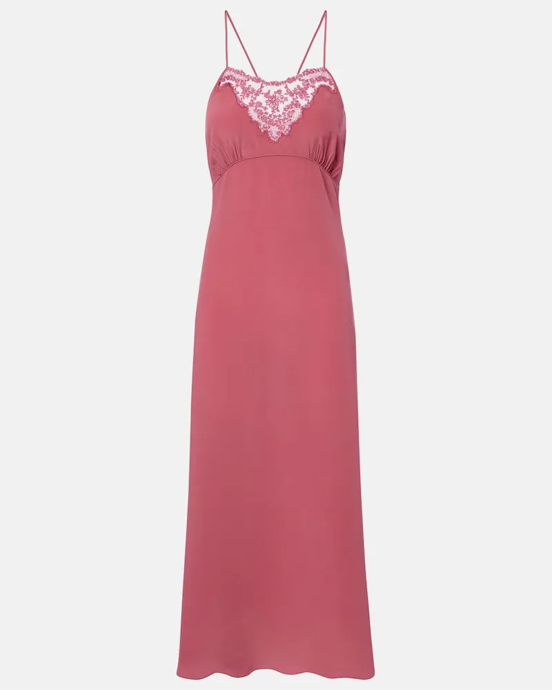 Chloé Chloé Slipdress aus Seide mit Spitze Rosa