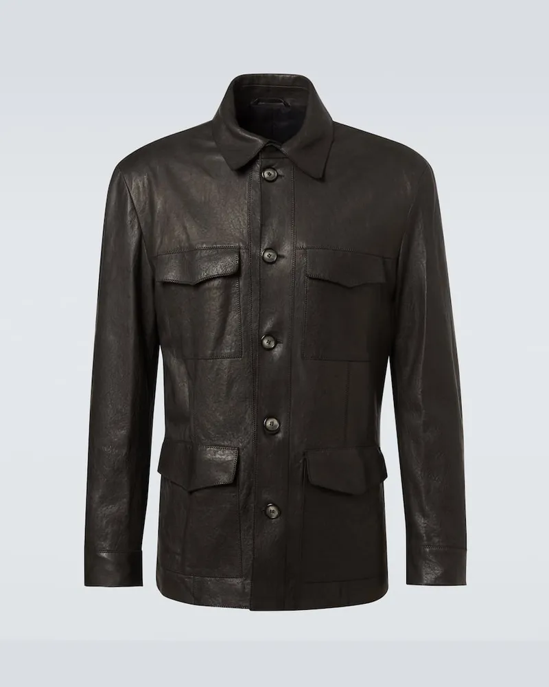 Giorgio Armani Feldjacke aus Leder Schwarz