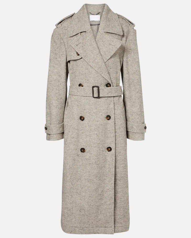 Stella McCartney Trenchcoat aus Wolle und Seide Grau