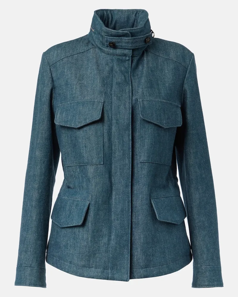 Loro Piana Feldjacke Traveller Mini aus Denim Blau