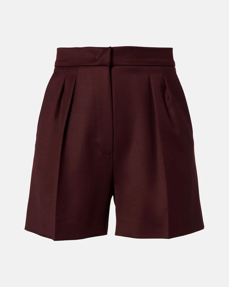 Max Mara High-Rise Shorts Ozieri aus Schurwolle Burgunderrot