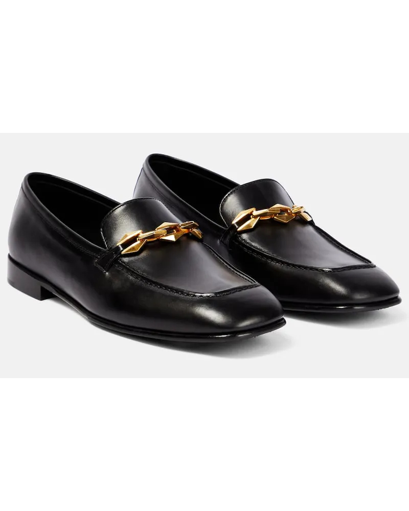 Jimmy Choo Loafers Diamond Tilda aus Leder Schwarz