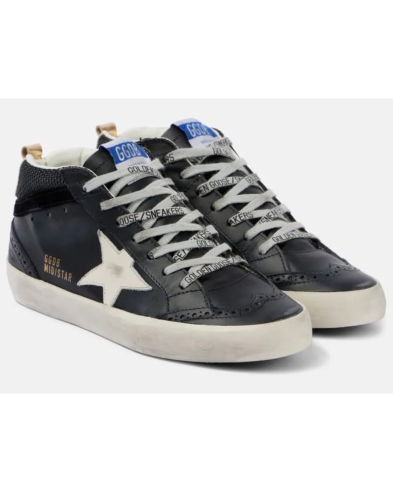 Golden Goose Sneakers Mid Star aus Leder Schwarz