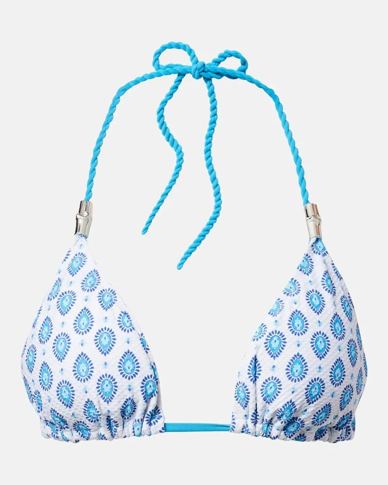 Heidi Klein Bedrucktes Bikini-Oberteil La Croissette Blau