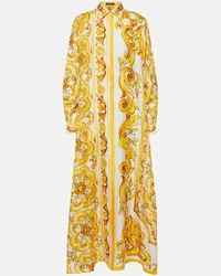 Dolce & Gabbana Kaftan Majolica aus Seide Gelb