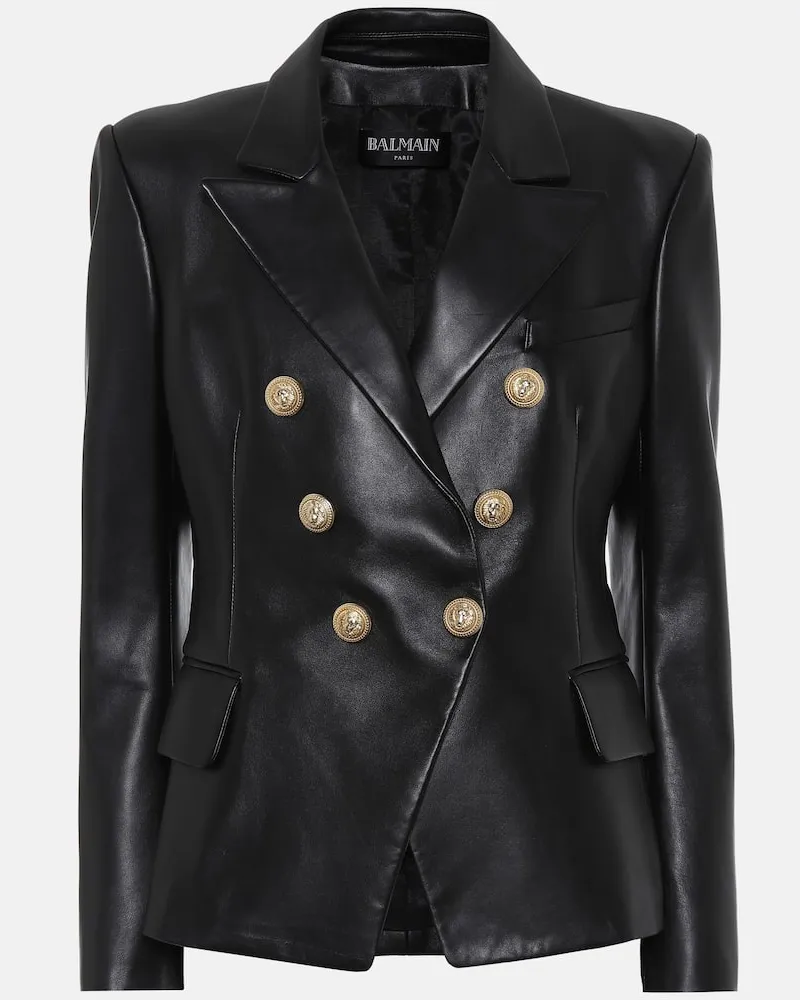 Balmain Blazer aus Leder Schwarz
